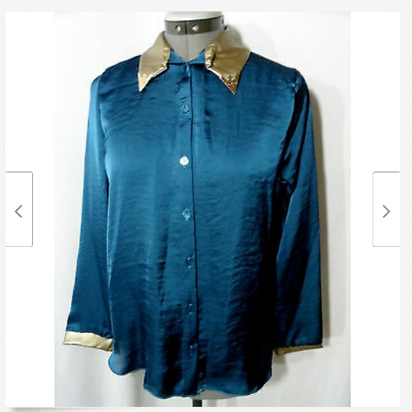 Nwt TEA N ROSE Satin Western Shirts button up top - Picture 5 of 8